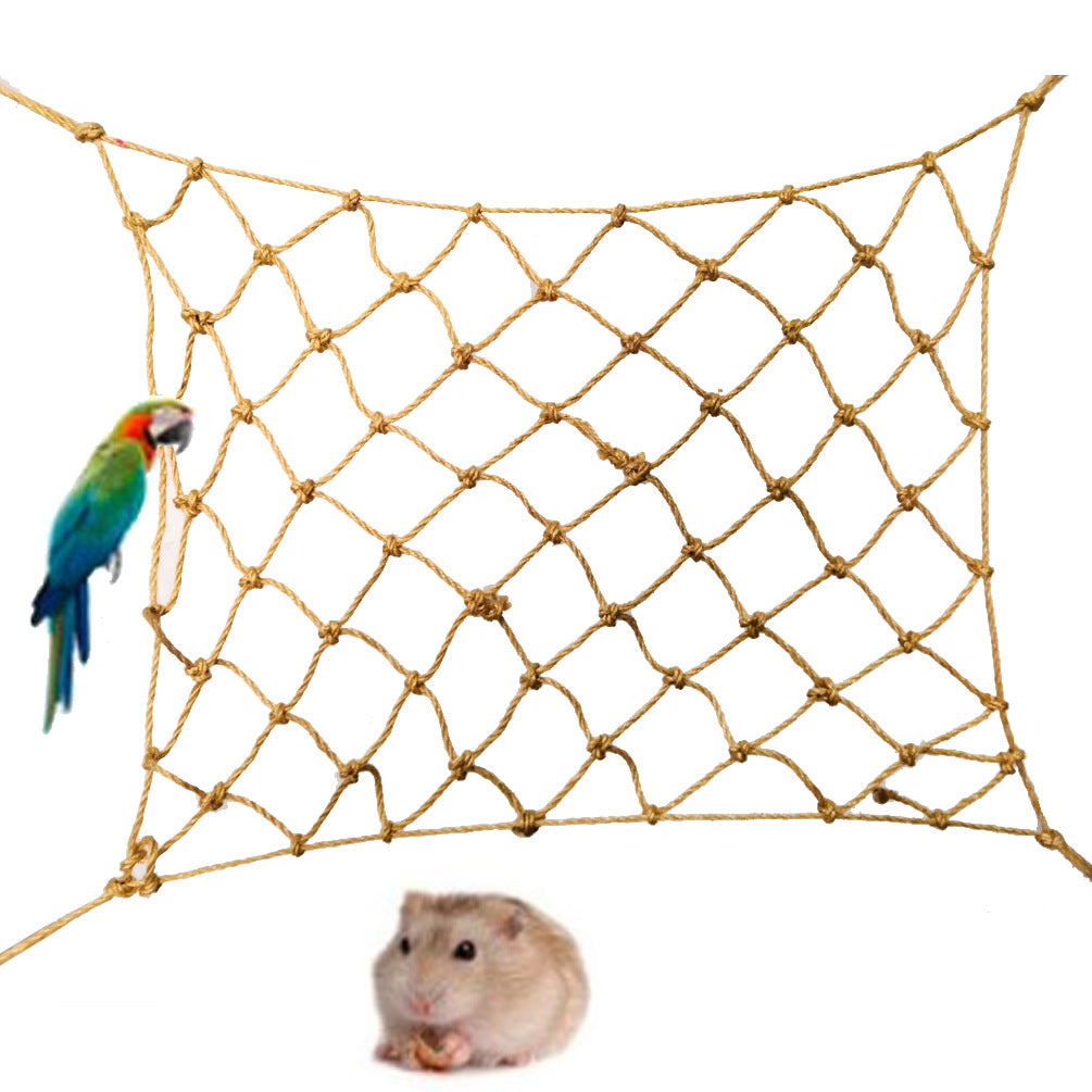 Hanging Parrot Climbing Net with Hook and Swing Rope Abundance Forge
