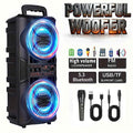 Portable Bluetooth Speaker with Subwoofer Bass, Dual 6.5" LED Woofers and Microphone DailySale