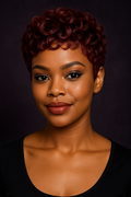Berry Baddie –Curly Pixie Lace Front Wig (Burgundy Red)