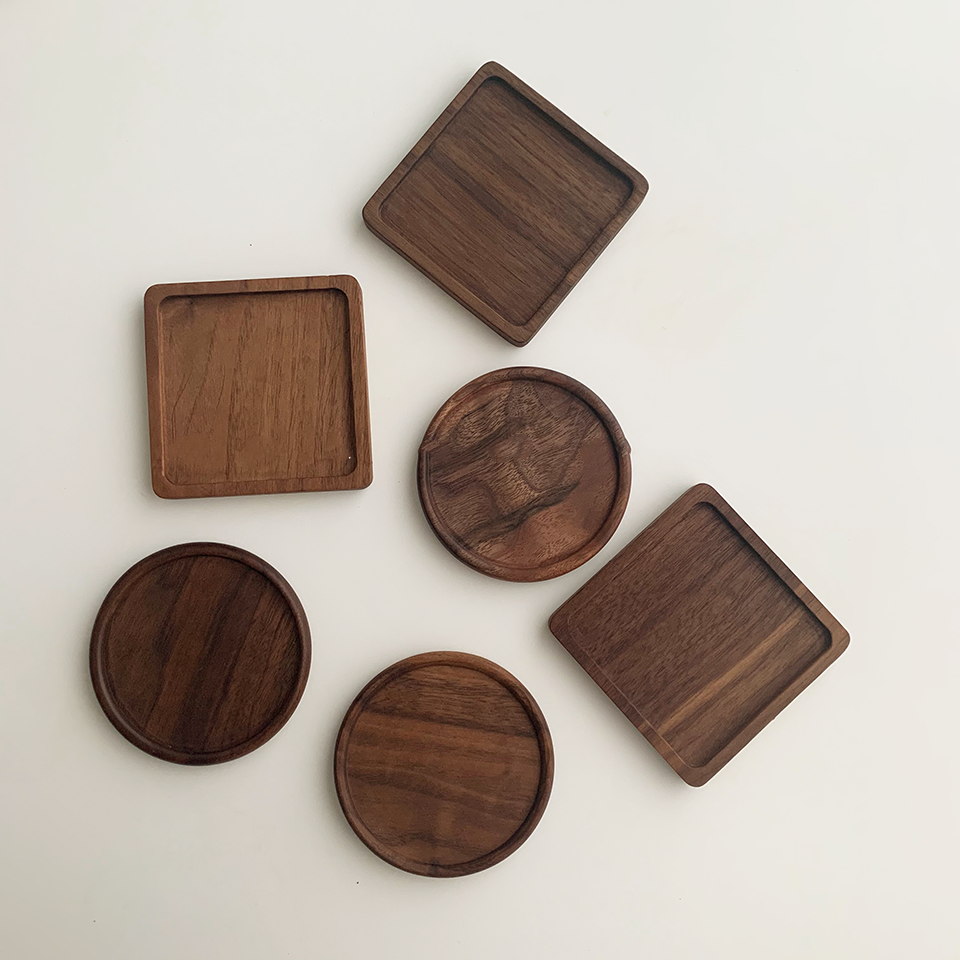 Unpainted Japanese Walnut Insulated Wooden Coaster Abundance Forge
