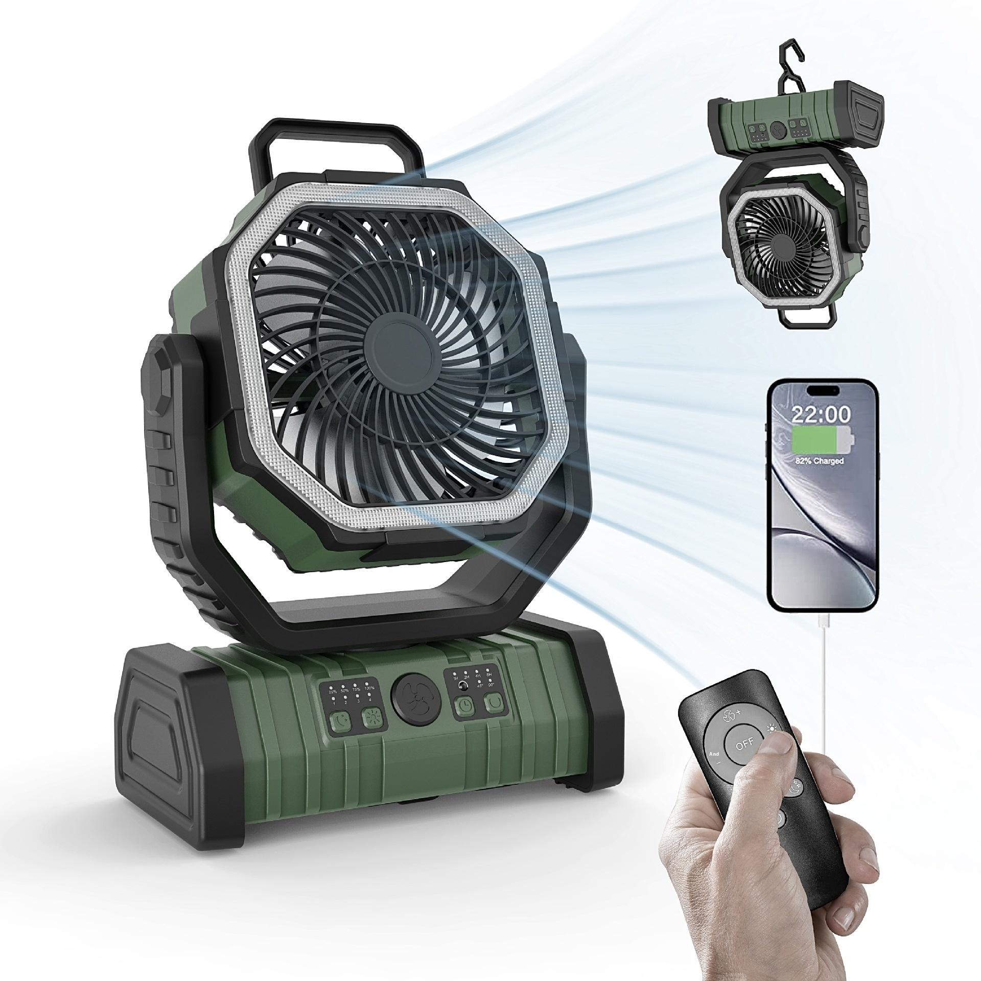 Outdoor Household Power Bank LED Light Camping Fan Abundance Forge