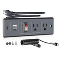 Moqidong Furniture Recessed Power Strip USB C: 1500W Flush Mount Power Strip 20W PD3.0 QC3.0 Recessed Power Outlet with Switch Drawer Outlet Kit Conference Table Power Hub 6.56FT Furniture Power Strip