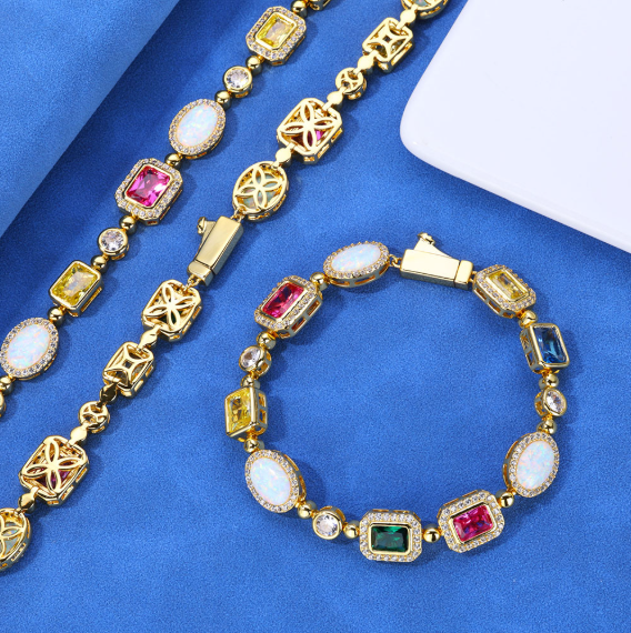 Gold-Plated Hip-Hop Gemstone Necklace Abundance Forge