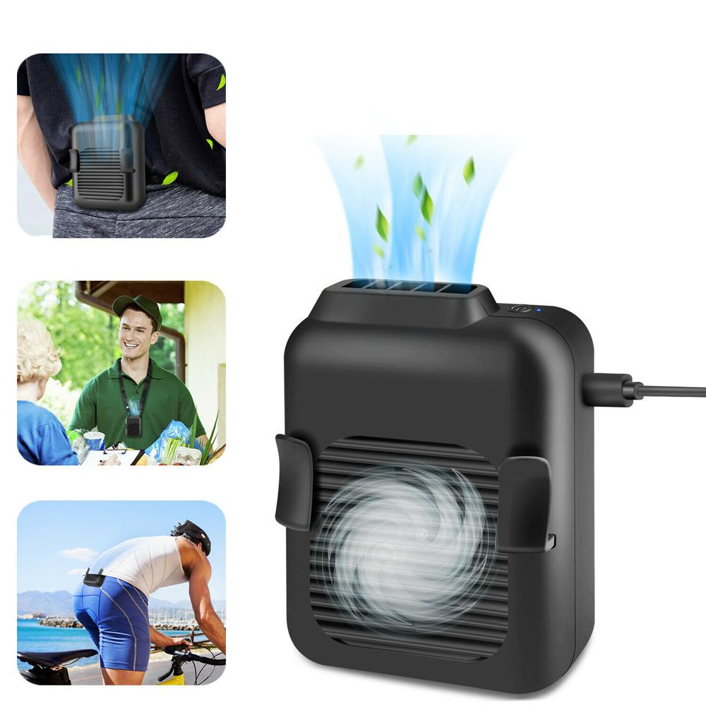 Portable Compact Cooling Fan Hanging Handsfree with Waist Clip Yellow Pandora