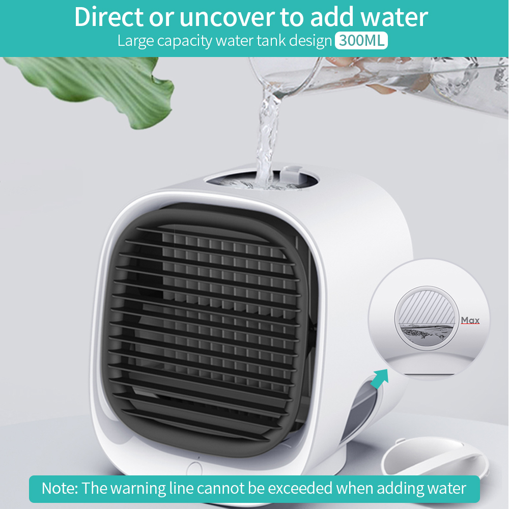 Portable USB Air Cooler Fan Mini Desktop Air Conditioner Teal Simba