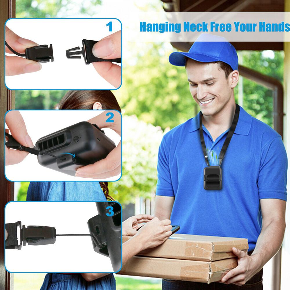 Portable Compact Cooling Fan Hanging Handsfree with Waist Clip Yellow Pandora