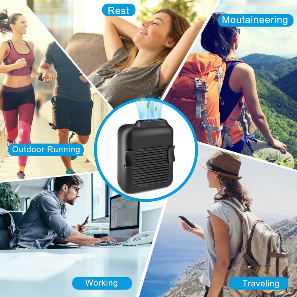 Portable Compact Cooling Fan Hanging Handsfree with Waist Clip Yellow Pandora