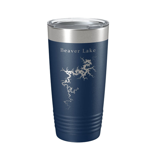 Beaver Lake Map Tumbler Travel Mug Insulated Laser Engraved Coffee Cup Arkansas 20 oz - Abundance Forge