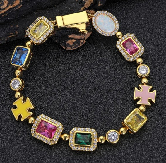 Gold-Plated Hip-Hop Gemstone Necklace Abundance Forge