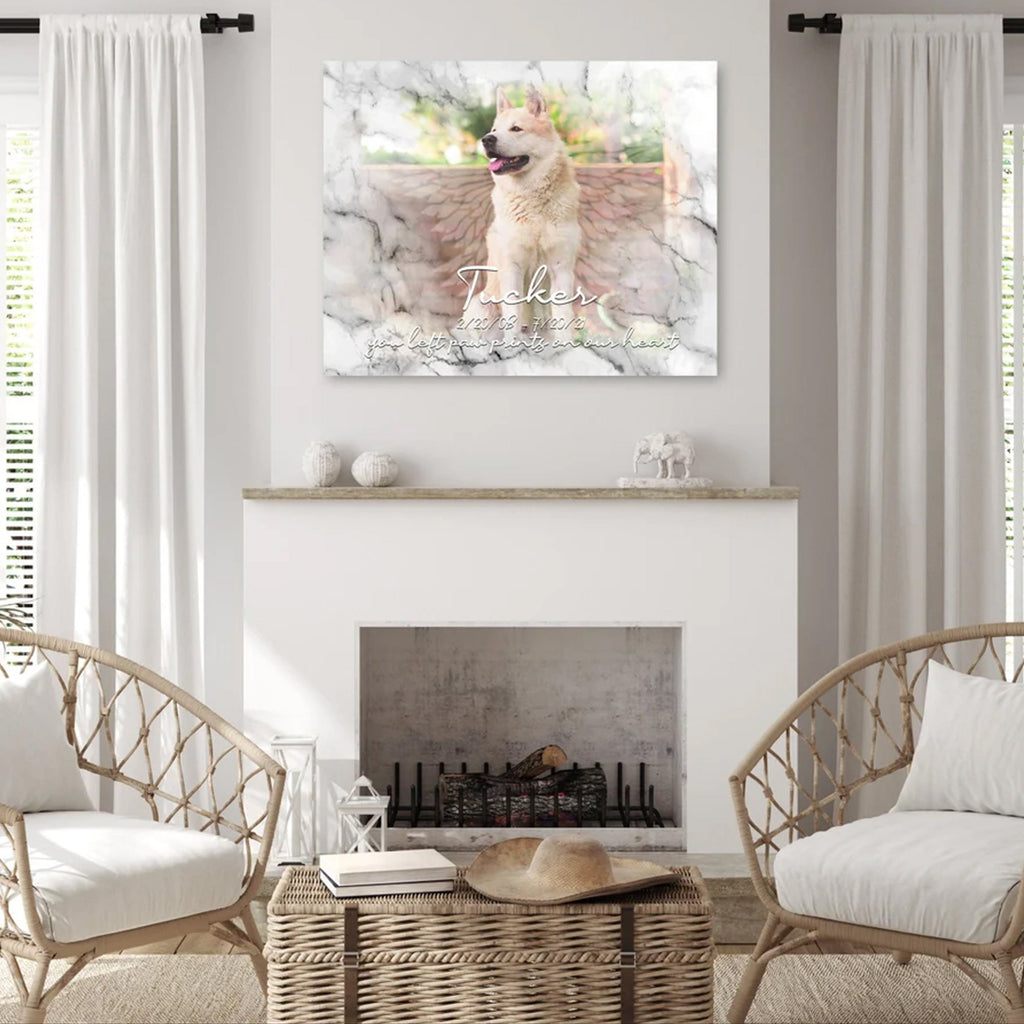 Personalized Dog Memorial Canvas with Paw Print