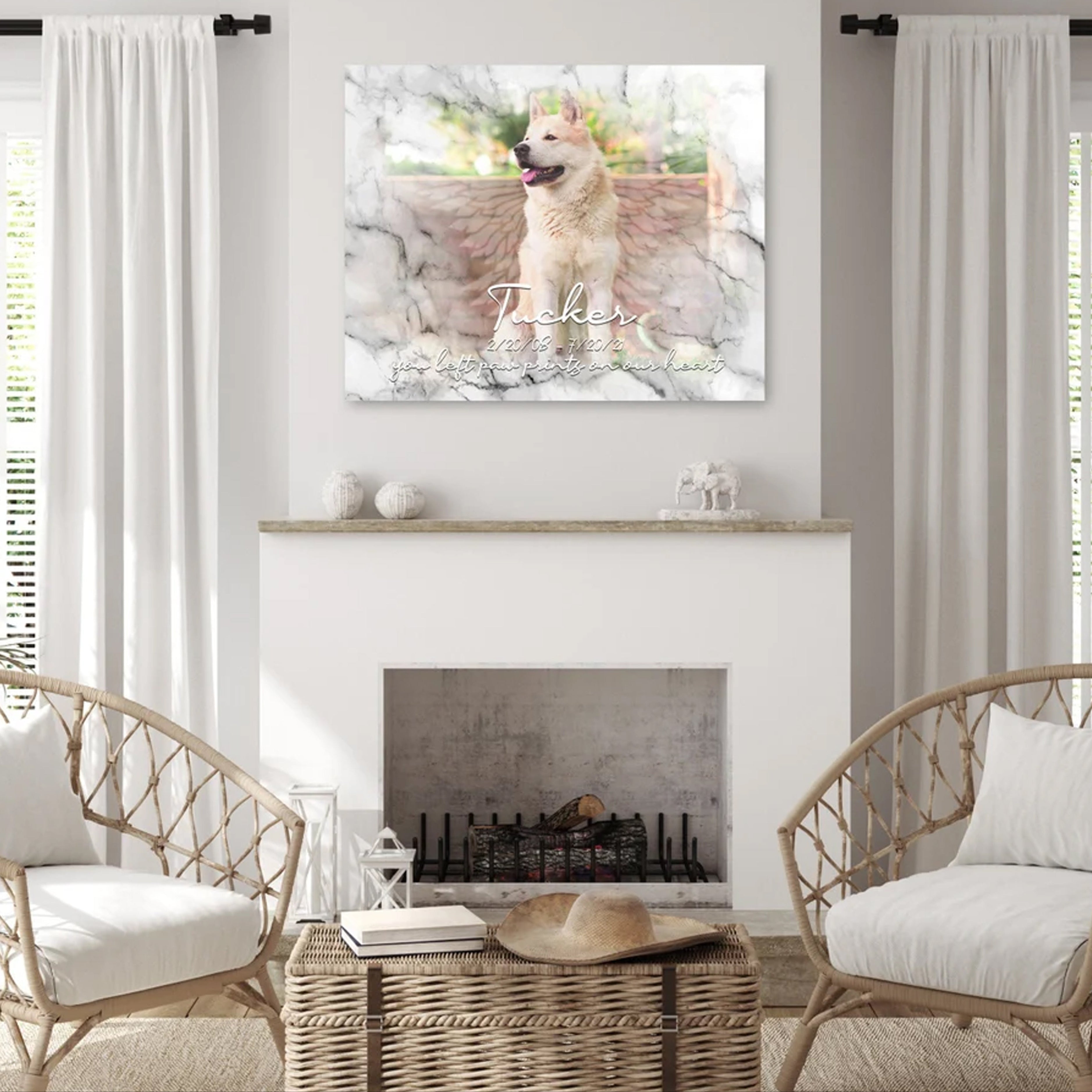 Personalized Dog Memorial Canvas with Paw Print