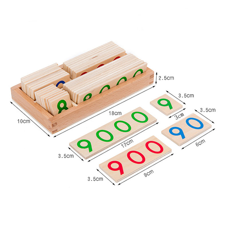 Montessori Wooden Number Cards 1-9999 for Kids Abundance Forge