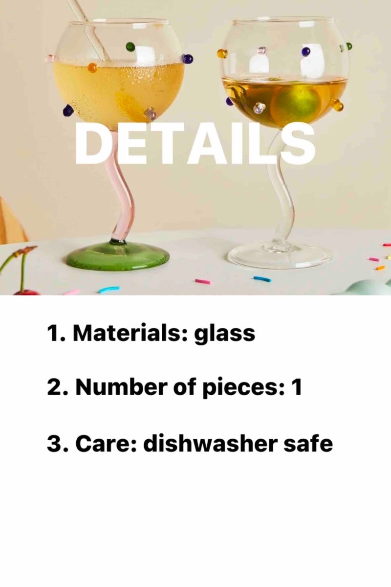 Hand Blown Rainbow Sprinkles Wine Glasses - Whimsical Dopamine Inspecial Home