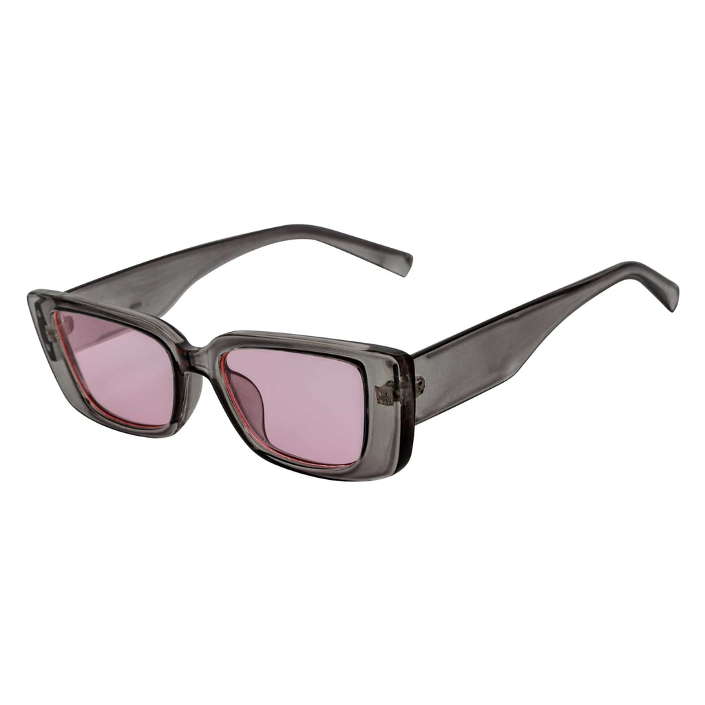 MODCAT - Small Cat Eye Rectangle Sunglasses 90s Fashion Clear Gray Pink