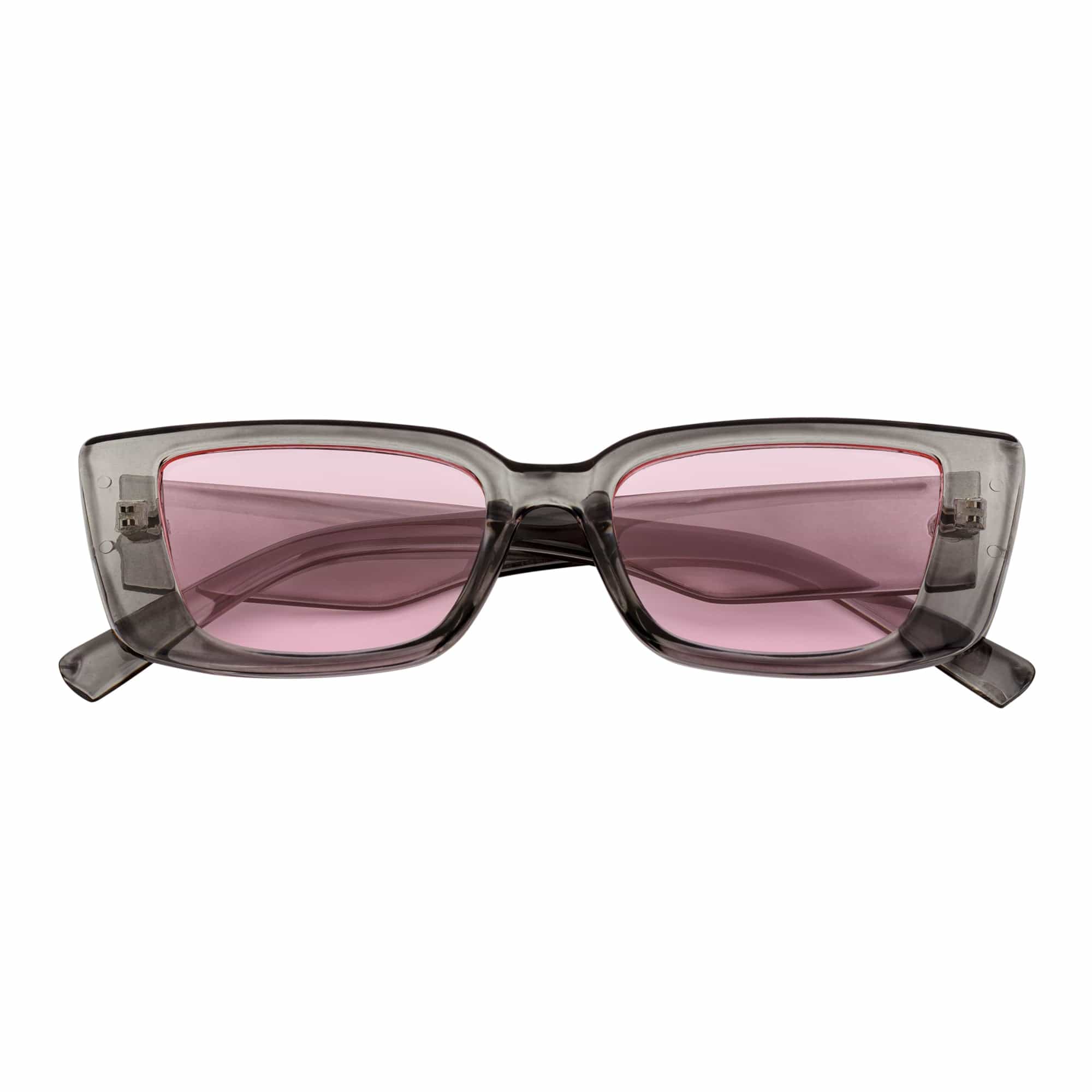MODCAT - Small Cat Eye Rectangle Sunglasses 90s Fashion Clear Gray Pink