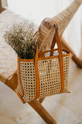Pink Haley Magnolia Handmade Cane Woven and Leather Tote