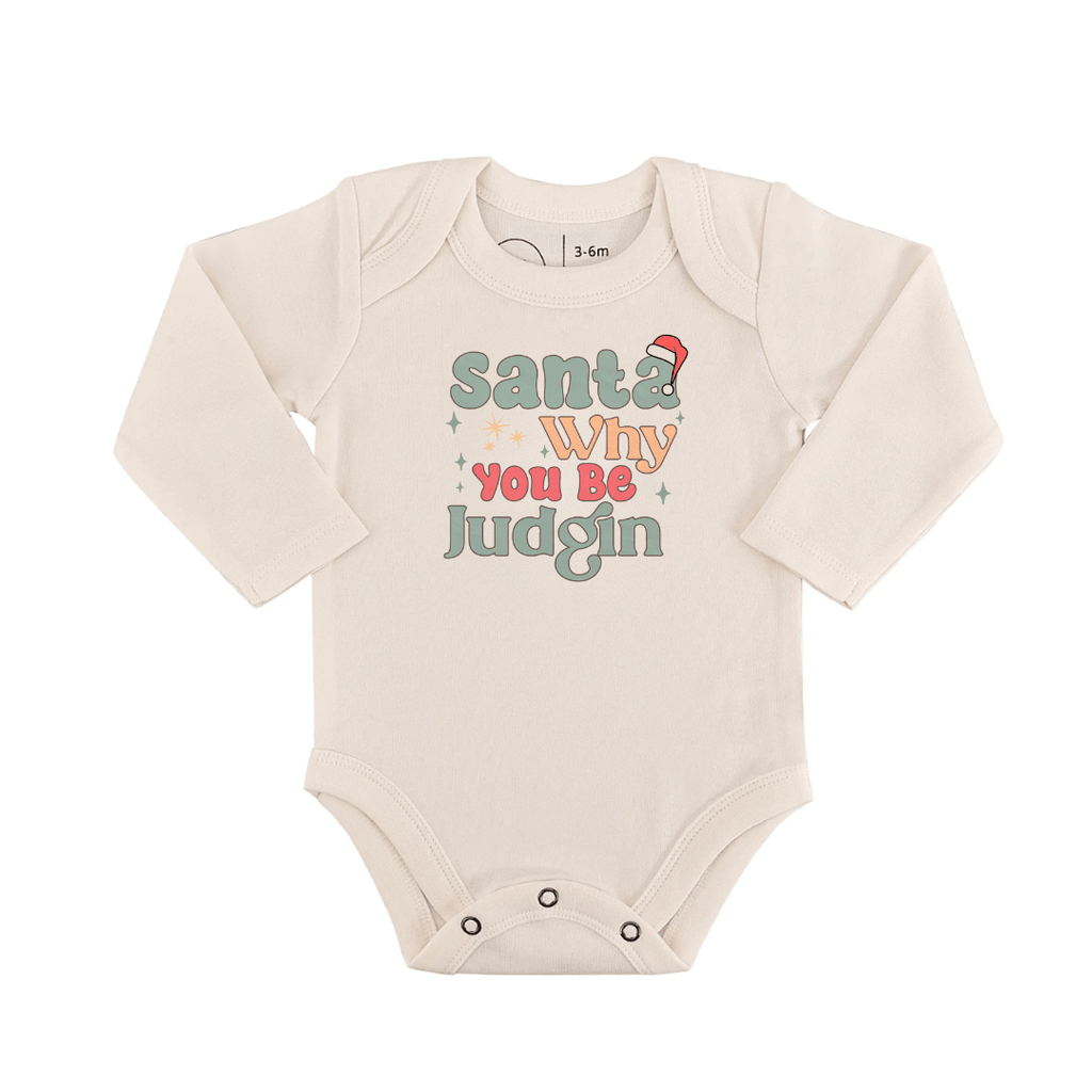 long sleeve graphic bodysuit | why be judgin