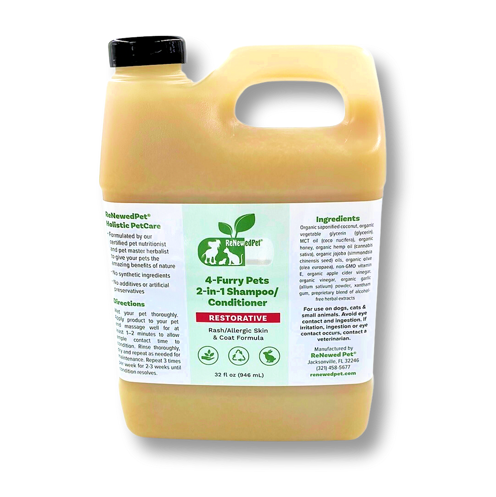 4-FURRY PETS 2-IN-1 * RESTORATIVE SHAMPOO & CONDITIONER
