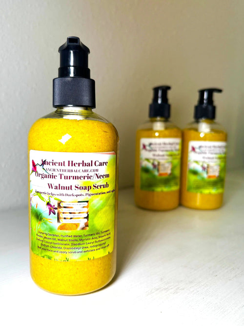 8oz Organic Turmeric Walnut Soap Scrub/incl exfoliant bag - Abundance Forge